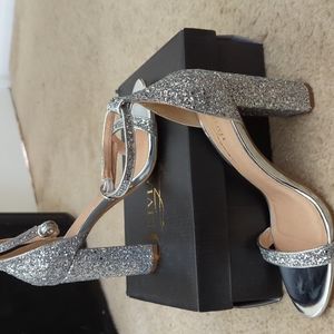 Platform silver glitter shoes
